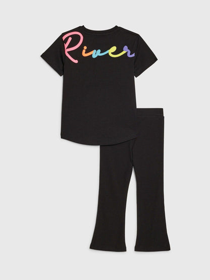 River Island Black River T-Shirt & Kickflare Set image 1