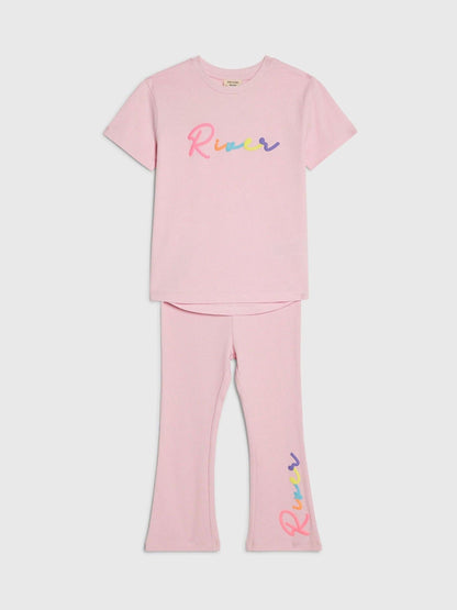 River Island Pink River T-Shirt & Kickflare Set image 1