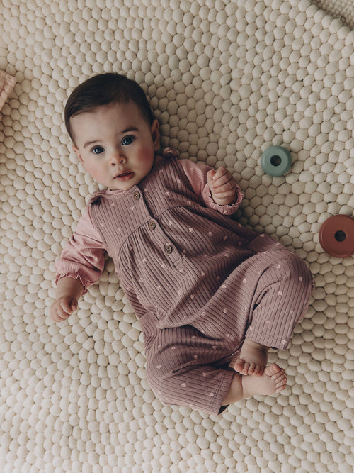 Chocolate Brown Spot Jersey Dungaree and Bodysuit Baby Set 2 Piece (0mths-2yrs) image 1
