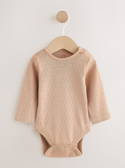 Ecru/Brown Spot Baby Long Sleeve Bodysuit, Bubble Skirt And Tights 3 Piece Set (0mths-2yrs) image 2