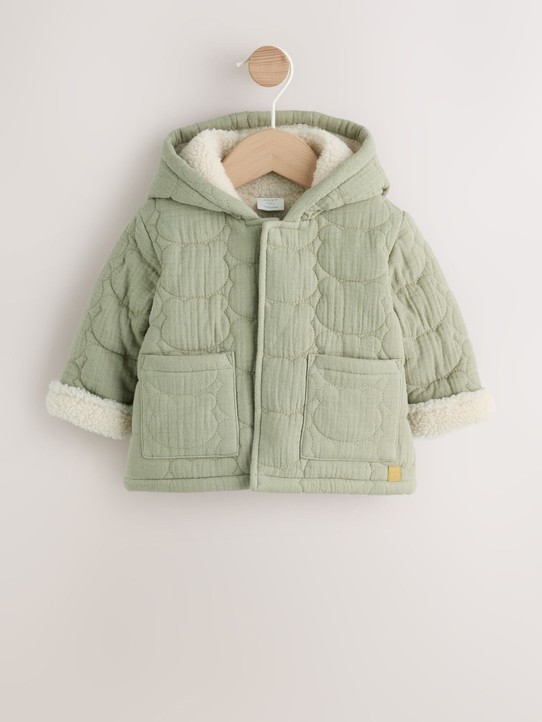 Dsiney Kidz - Sage Green Crinkle Bear Face Quilted Baby Jacket (0mths-2yrs) image 1