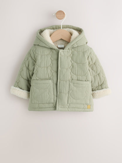 Dsiney Kidz - Sage Green Crinkle Bear Face Quilted Baby Jacket (0mths-2yrs) image 1