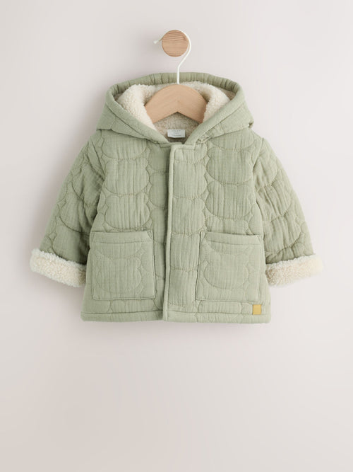 Dsiney Kidz - Sage Green Crinkle Bear Face Quilted Baby Jacket (0mths-2yrs) image 1