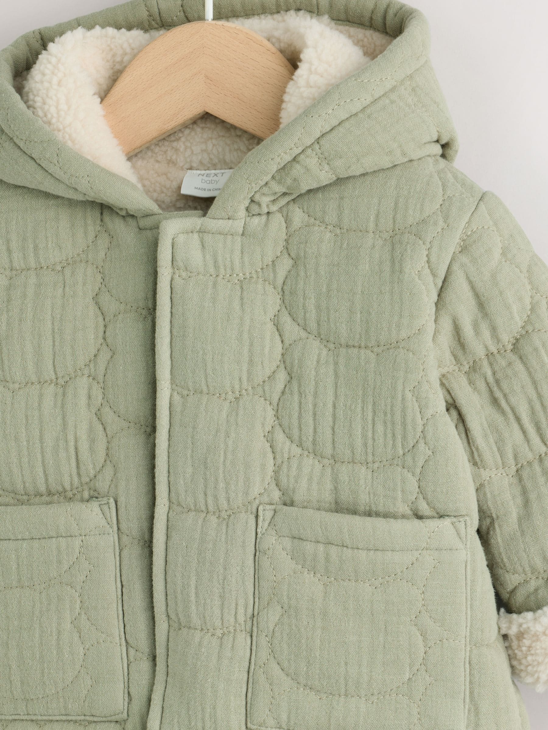 Dsiney Kidz - Sage Green Crinkle Bear Face Quilted Baby Jacket (0mths-2yrs) image 3