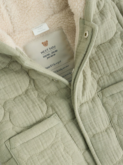 Dsiney Kidz - Sage Green Crinkle Bear Face Quilted Baby Jacket (0mths-2yrs) image 4