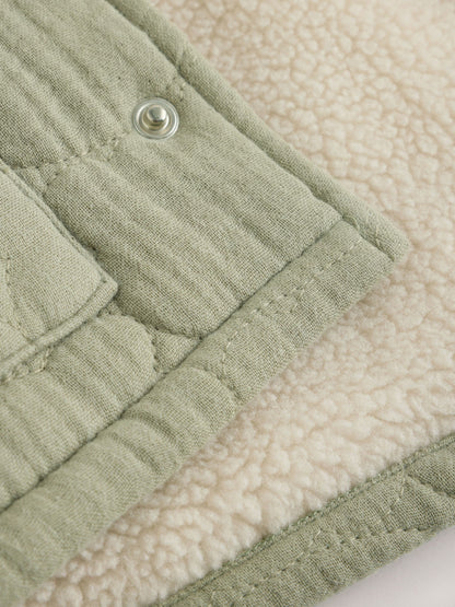 Dsiney Kidz - Sage Green Crinkle Bear Face Quilted Baby Jacket (0mths-2yrs) image 6