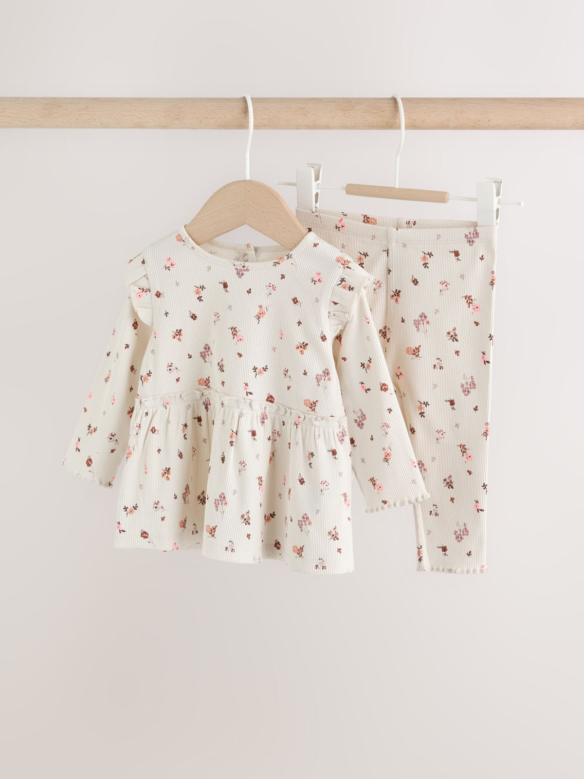 Dsiney Kidz - Ecru Floral Peplum Top and Leggings Baby Set (0mths-2yrs) image 1