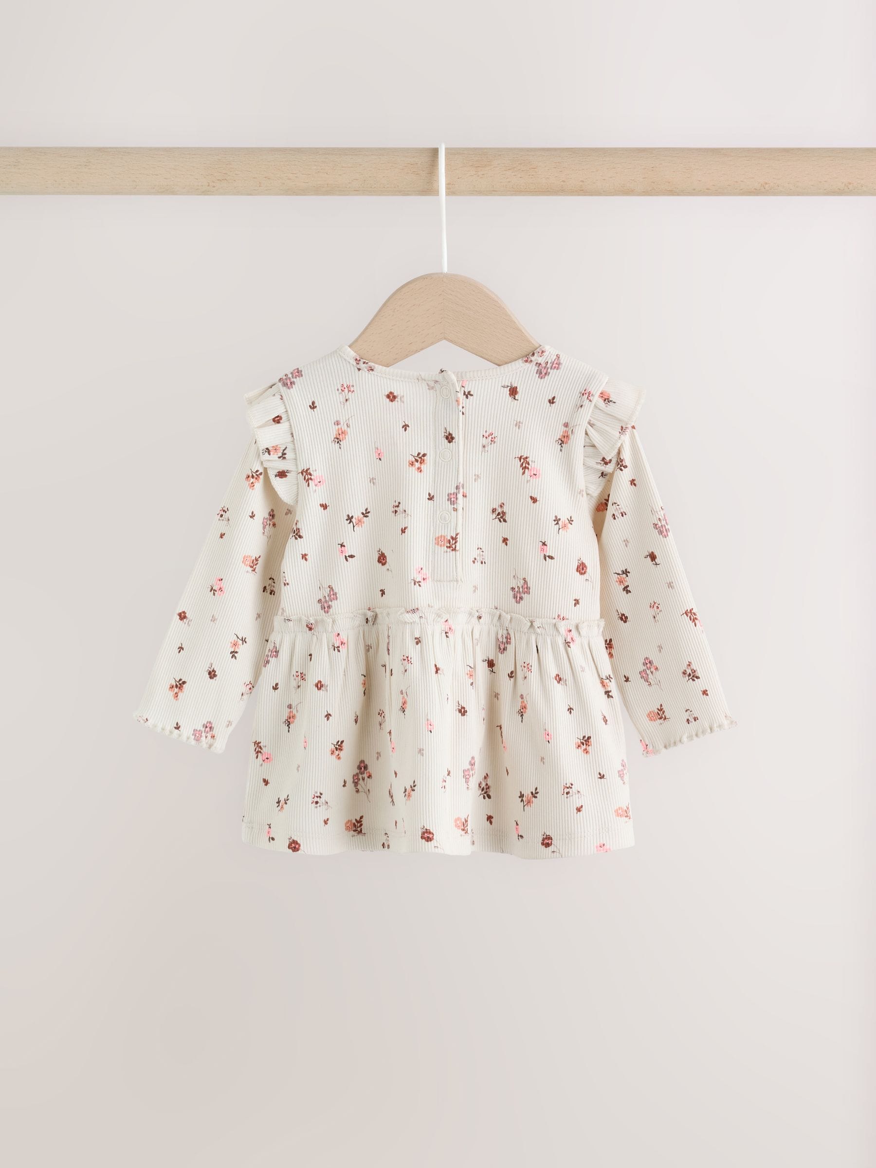 Ecru Floral Peplum Top and Leggings Baby Set (0mths-2yrs) image 5