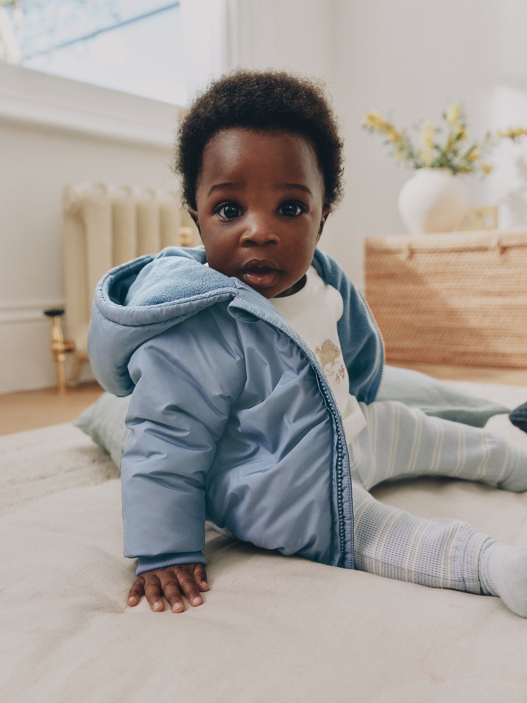 Dsiney Kidz - Blue Hooded Mid-Weight Fleece Lined Puffer Baby Jacket (0mths-2yrs) image 2