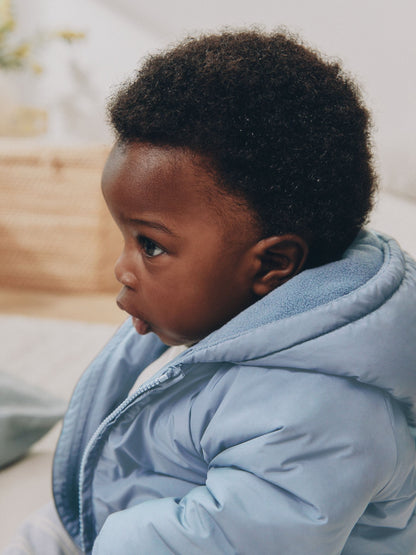 Dsiney Kidz - Blue Hooded Mid-Weight Fleece Lined Puffer Baby Jacket (0mths-2yrs) image 4