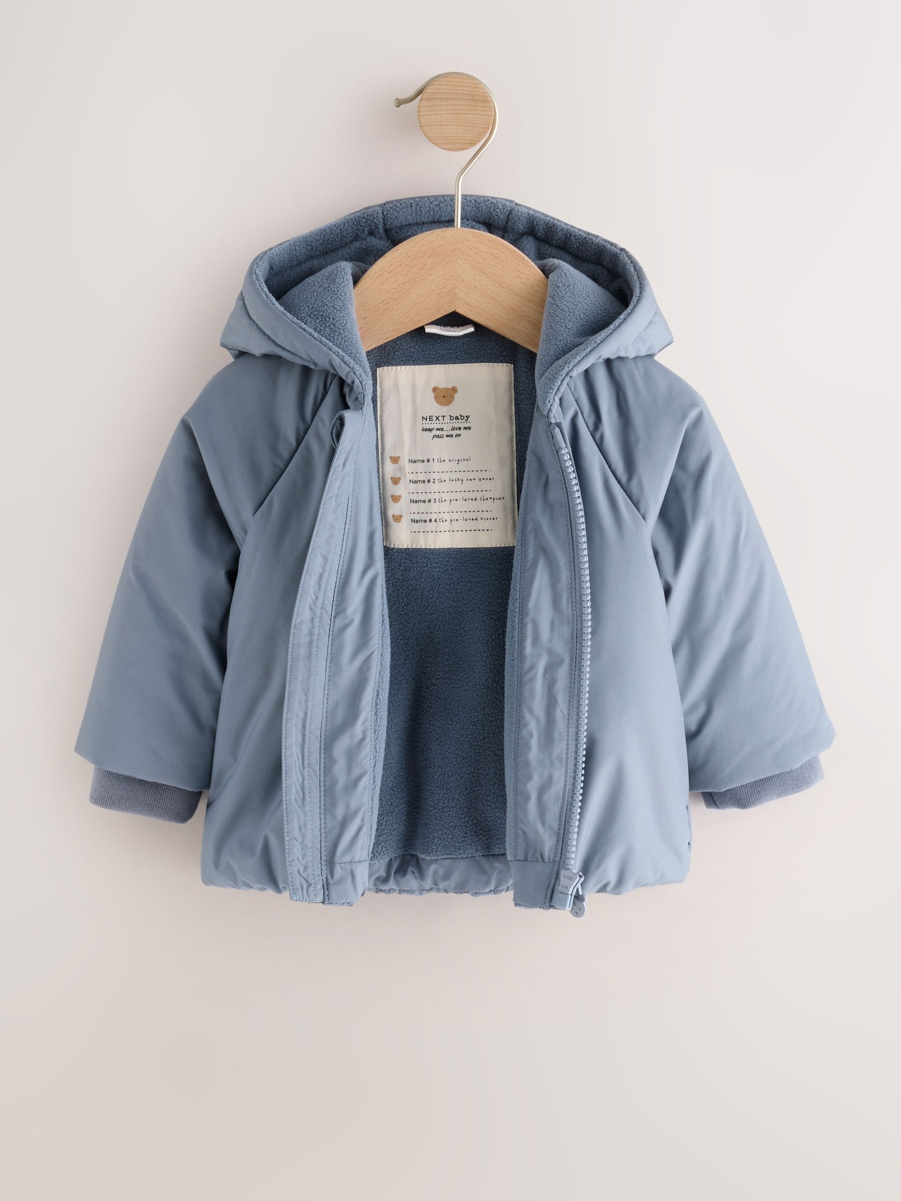 Dsiney Kidz - Blue Hooded Mid-Weight Fleece Lined Puffer Baby Jacket (0mths-2yrs) image 5