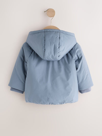 Dsiney Kidz - Blue Hooded Mid-Weight Fleece Lined Puffer Baby Jacket (0mths-2yrs) image 6