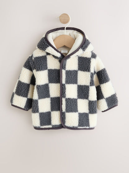 Dsiney Kidz - Grey Checkerboard Hooded Borg Baby Jacket (0mths-2yrs) image 1