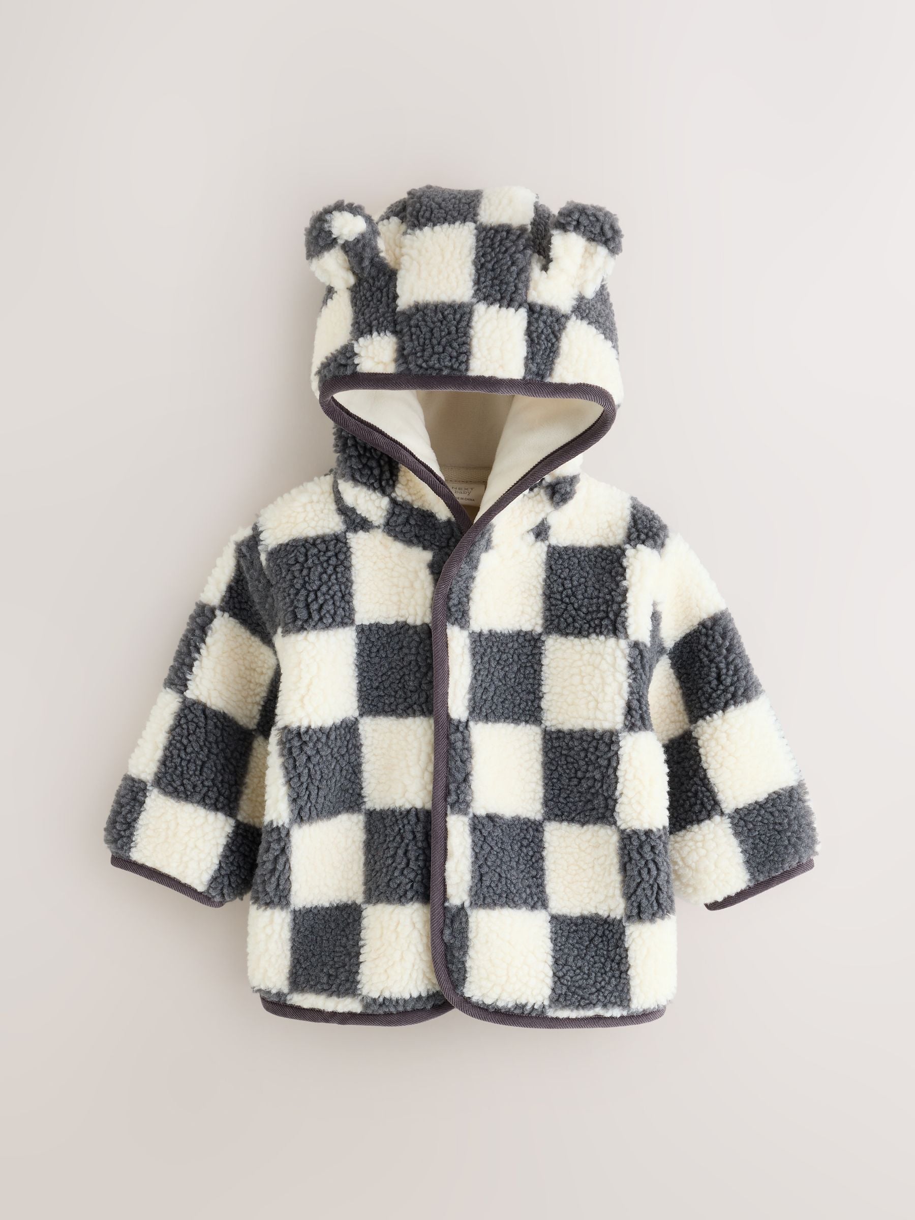Dsiney Kidz - Grey Checkerboard Hooded Borg Baby Jacket (0mths-2yrs) image 2