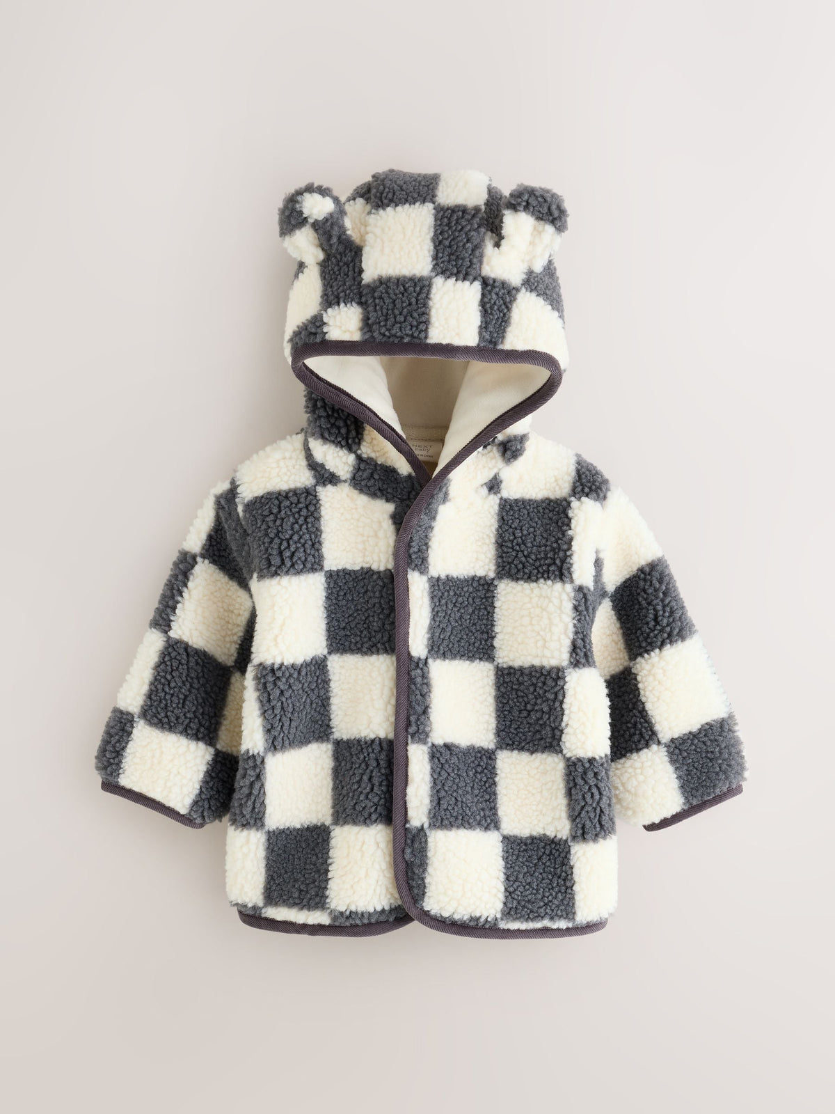 Dsiney Kidz - Grey Checkerboard Hooded Borg Baby Jacket (0mths-2yrs) image 2