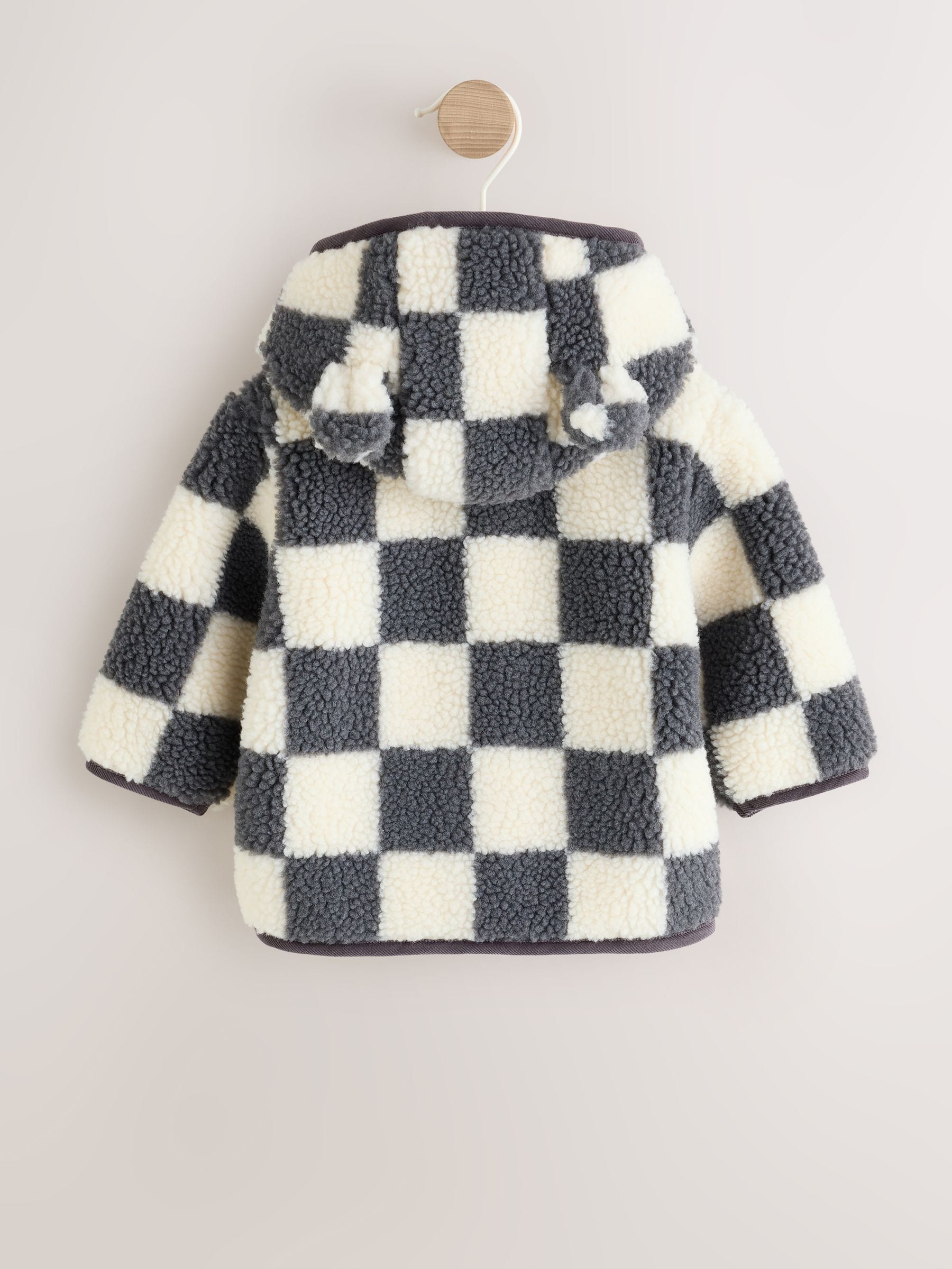 Dsiney Kidz - Grey Checkerboard Hooded Borg Baby Jacket (0mths-2yrs) image 3
