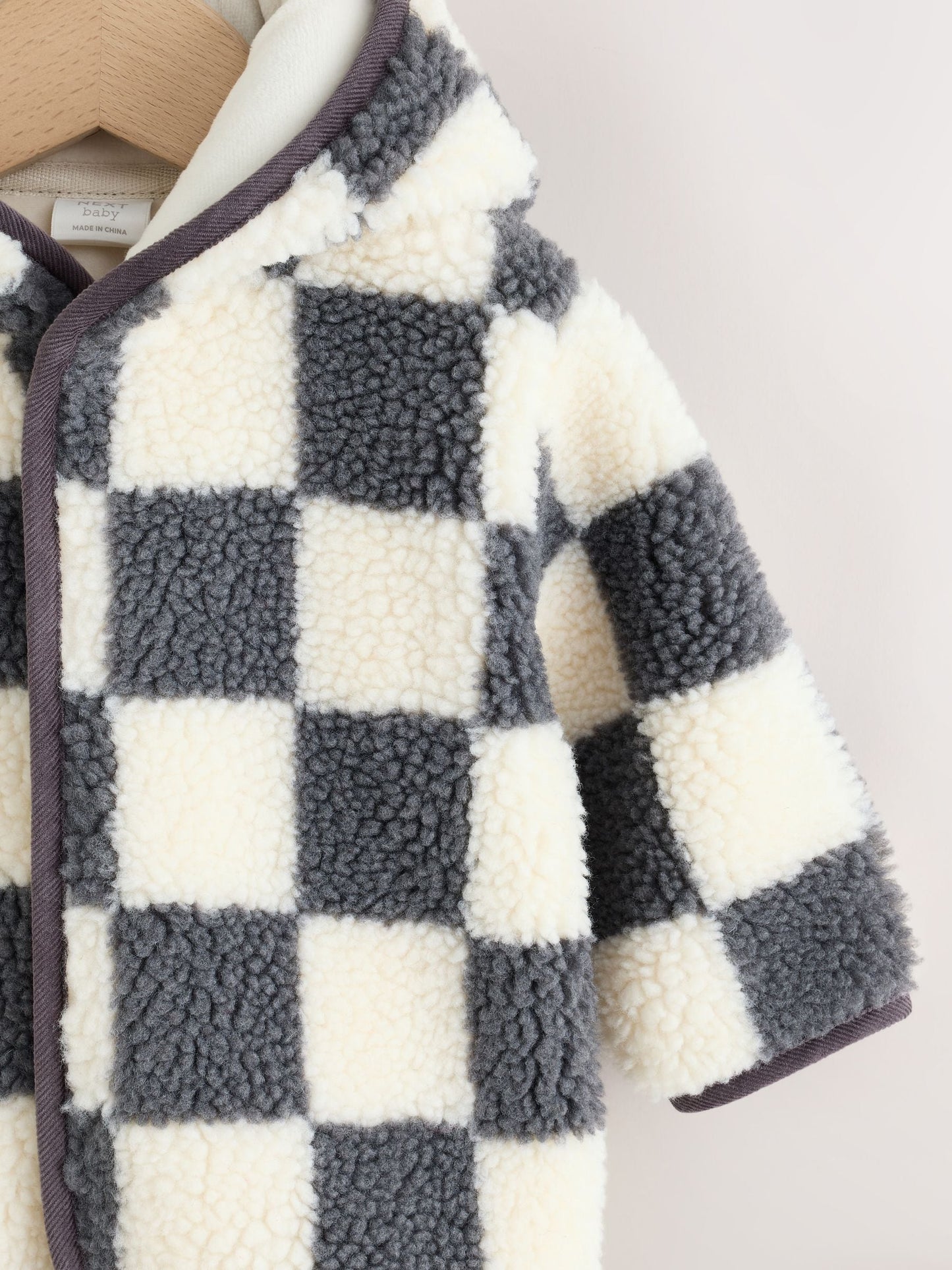 Dsiney Kidz - Grey Checkerboard Hooded Borg Baby Jacket (0mths-2yrs) image 4