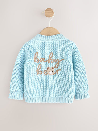 Blue Embroidered Bear Cardigan (0mths-2yrs) - image 1