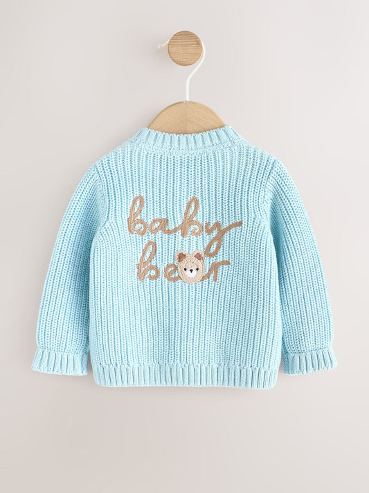 Blue Embroidered Bear Cardigan (0mths-2yrs) - image 1