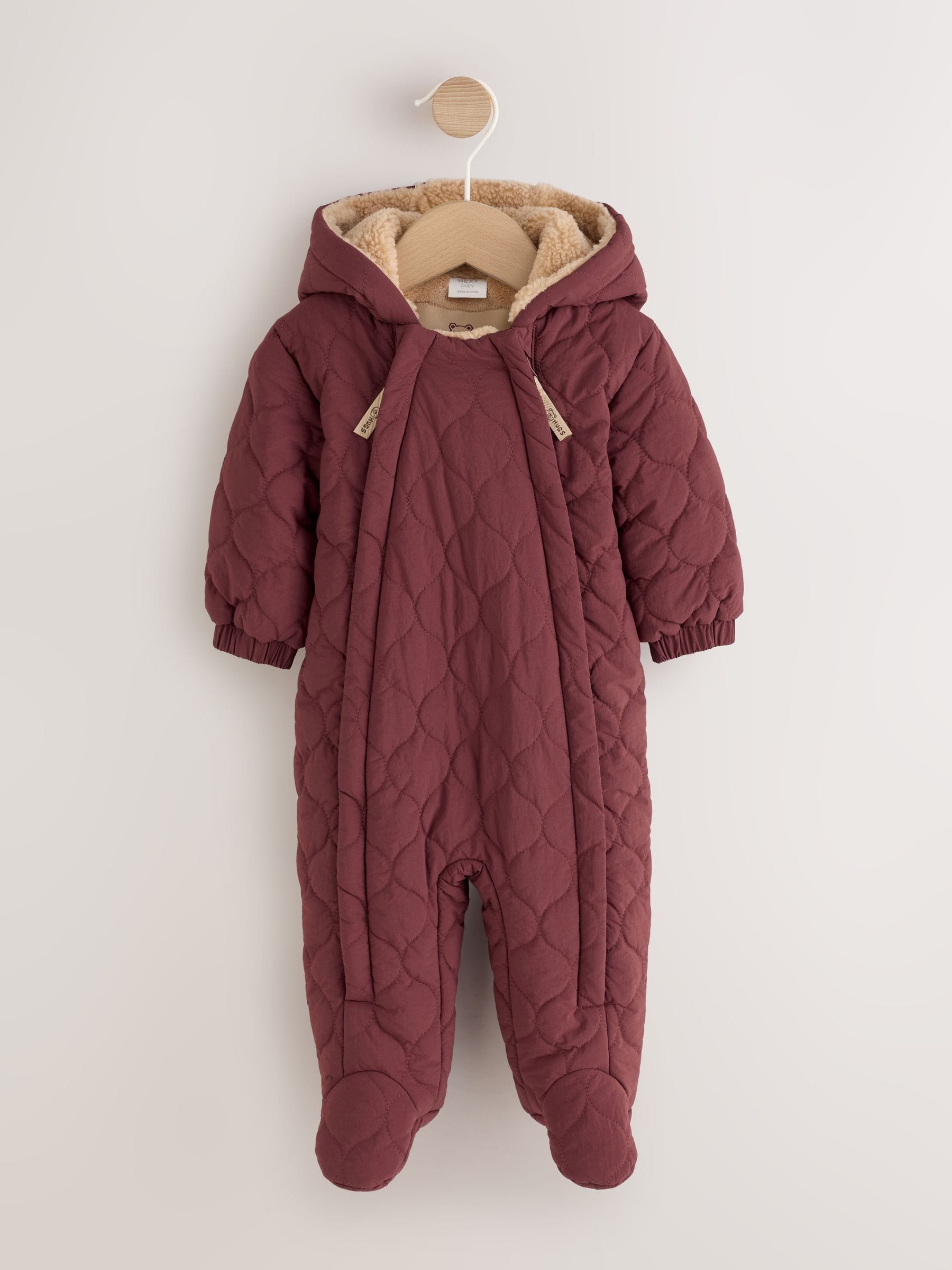 Dsiney Kidz - Burgundy Red Quilted Hooded Nylon Baby All-In-One (0-18mths) image 1