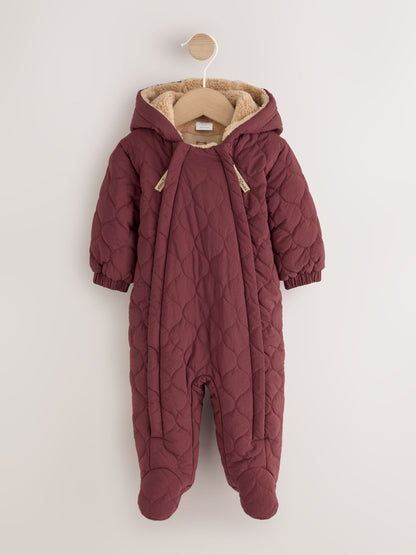 Dsiney Kidz - Burgundy Red Quilted Hooded Nylon Baby All-In-One (0-18mths) image 1