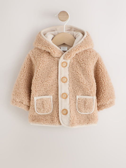 Caramel Borg Hooded Fleece Lined Baby Jacket - image 1