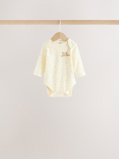 Dsiney Kidz - Neutral Milk Club Long Sleeve Baby Bodysuits 3 Pack image 2