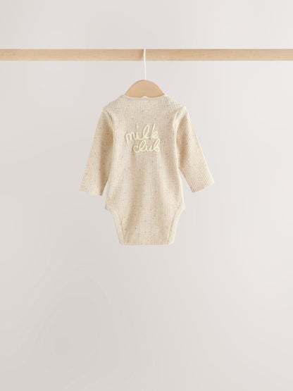 Dsiney Kidz - Neutral Milk Club Long Sleeve Baby Bodysuits 3 Pack image 7