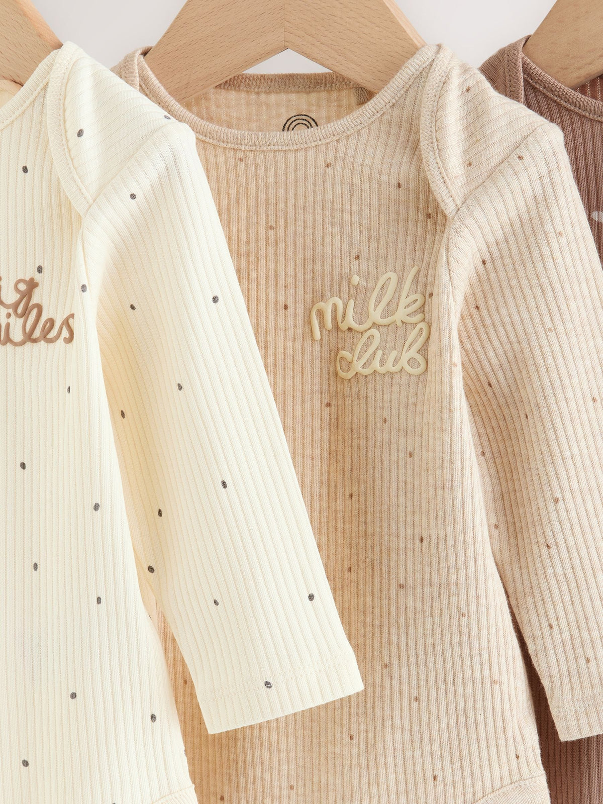 Dsiney Kidz - Neutral Milk Club Long Sleeve Baby Bodysuits 3 Pack image 9