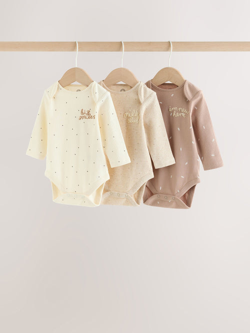 Dsiney Kidz - Neutral Milk Club Long Sleeve Baby Bodysuits 3 Pack image 1
