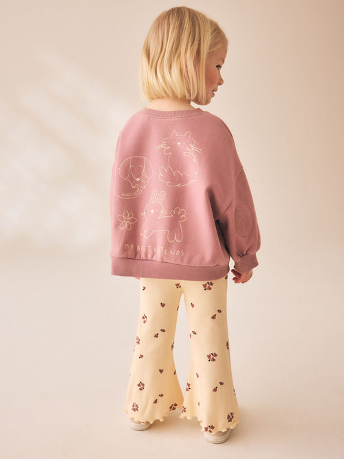 Pink Ditsy Pets Sweatshirt and Flare Leggings Set (3mths-7yrs) image 1
