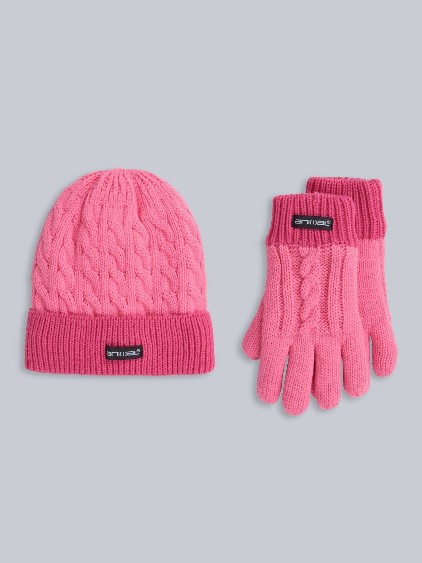 Animal Pink Kids Fur Lined Hat & Gloves Set image 1