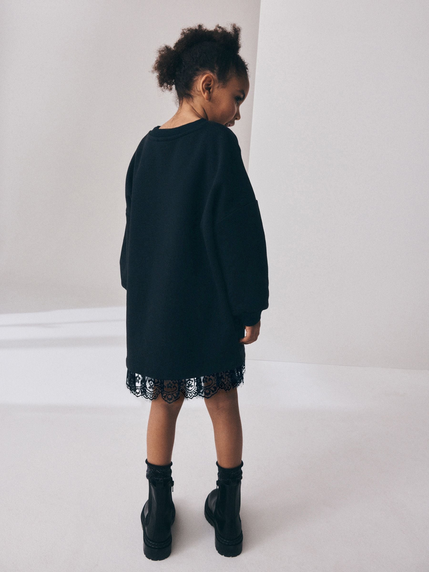 Dsiney Kidz - Black Lace Hem Sequin Jumper Dress (3-16yrs) image 3