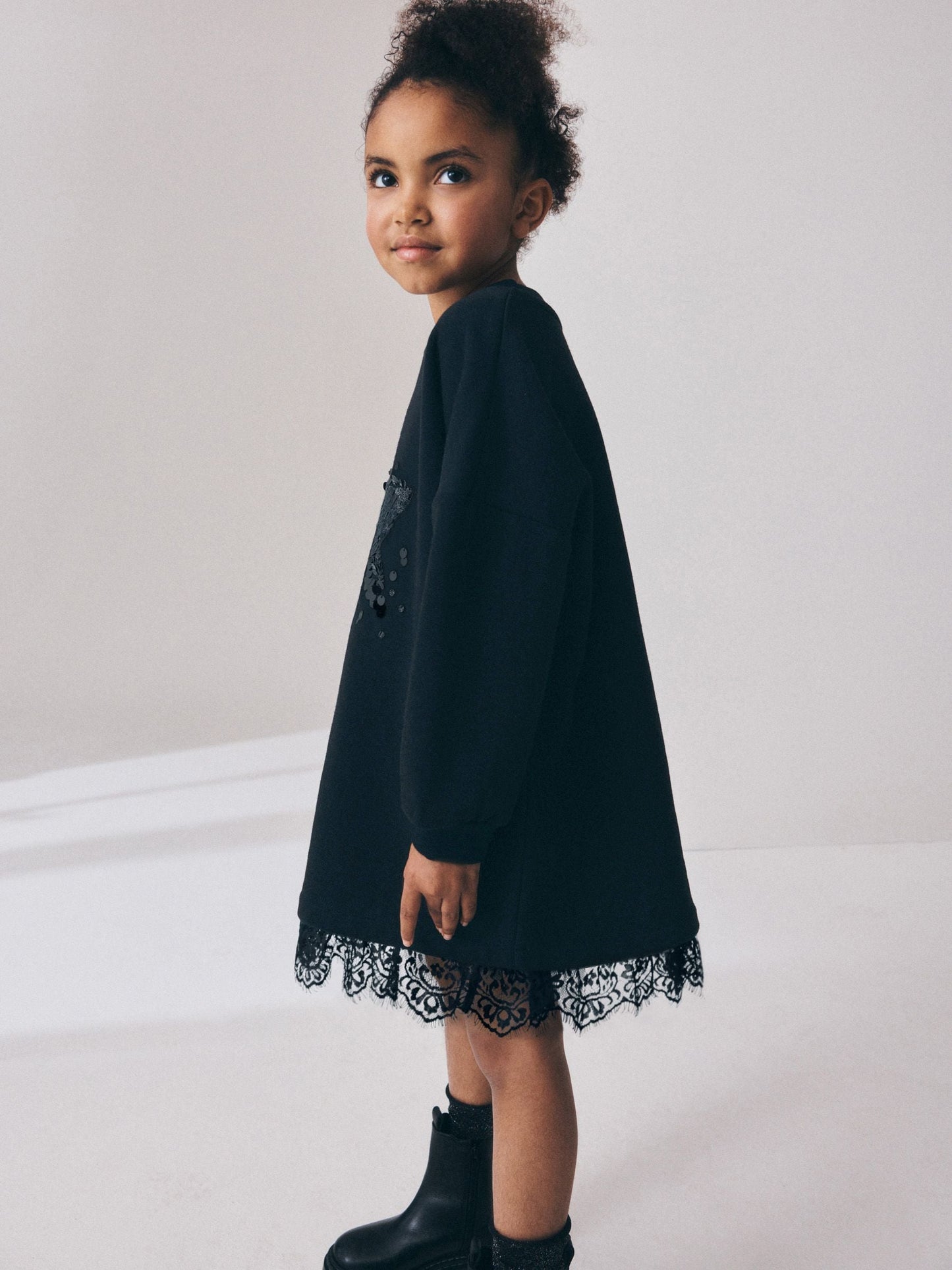 Dsiney Kidz - Black Lace Hem Sequin Jumper Dress (3-16yrs) image 4