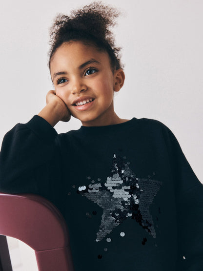 Dsiney Kidz - Black Lace Hem Sequin Jumper Dress (3-16yrs) image 5