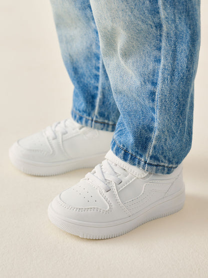 White Standard Fit (F) Touch Fastening Elastic Lace Trainers image 1