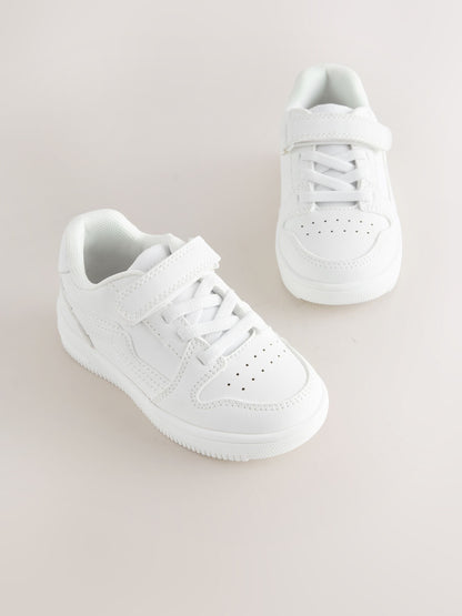 White Standard Fit (F) Touch Fastening Elastic Lace Trainers image 4
