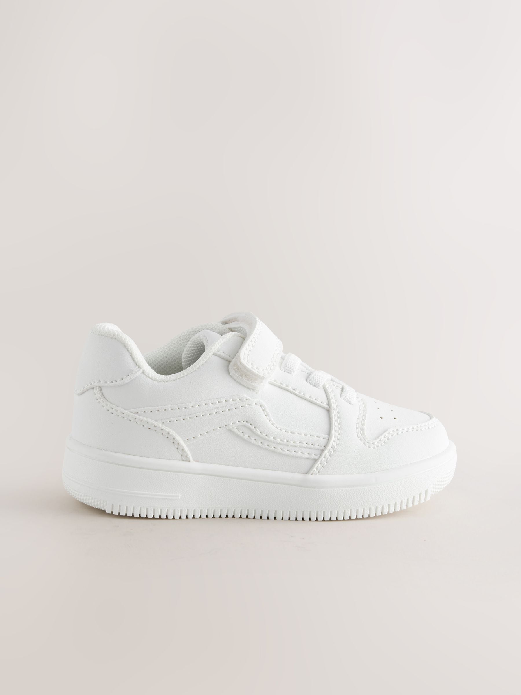 White Standard Fit (F) Touch Fastening Elastic Lace Trainers image 5