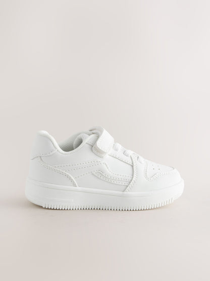 White Standard Fit (F) Touch Fastening Elastic Lace Trainers image 5