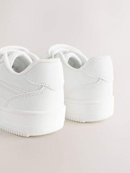 White Standard Fit (F) Touch Fastening Elastic Lace Trainers image 7