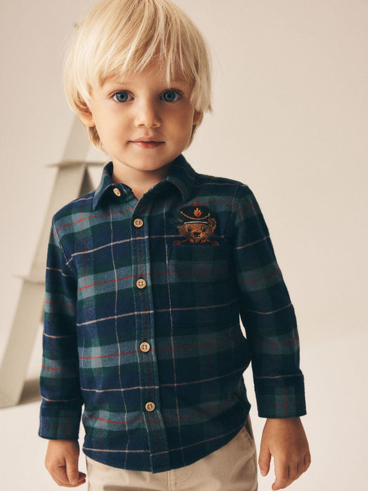 Green/Navy Character Long Sleeve Tartan Check Shirt (3mths-10yrs) - image 1