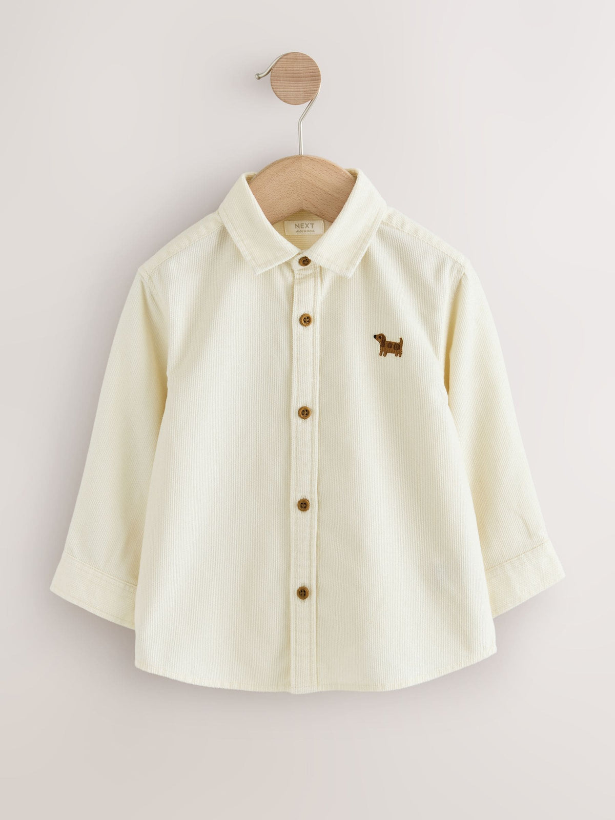 Dsiney Kidz - Ecru Dog Embroidery Long Sleeve Cord Shirt (3mths-7yrs) image 1
