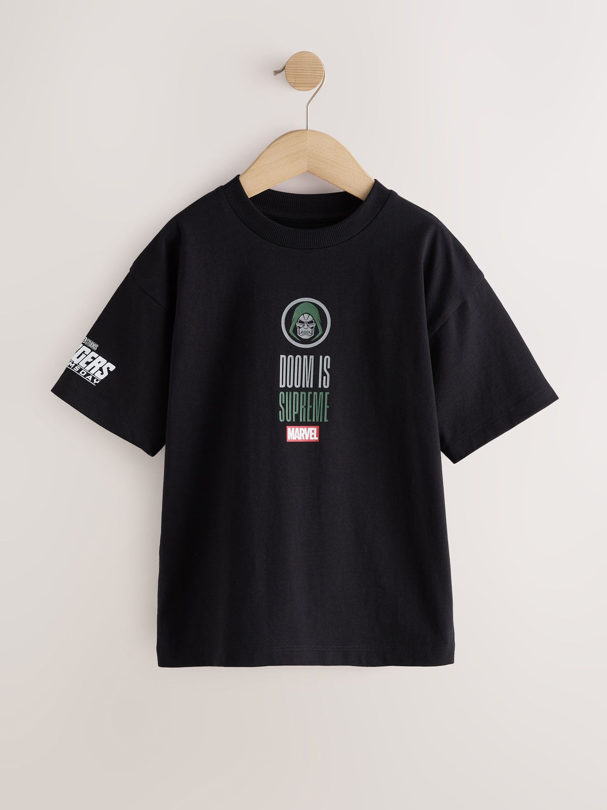 Black Dr Doom Back Print Marvel T-Shirt (3-16yrs) - image 1