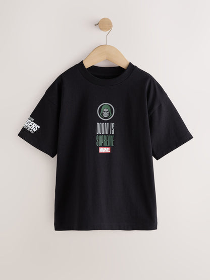 Black Dr Doom Back Print Marvel T-Shirt (3-16yrs) - image 1