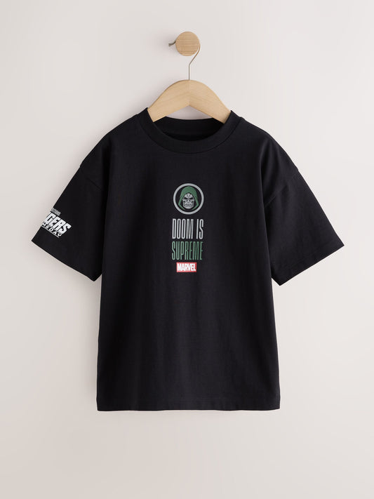 Black Dr Doom Back Print Marvel T-Shirt (3-16yrs) - image 1