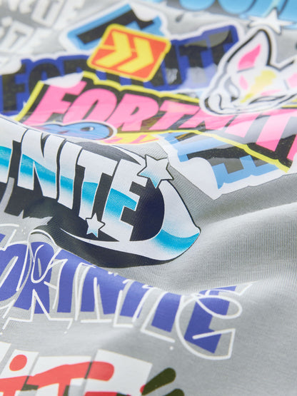 Dsiney Kidz - Grey Fortnite Print Short Sleeved T-Shirt (4-16yrs) image 3