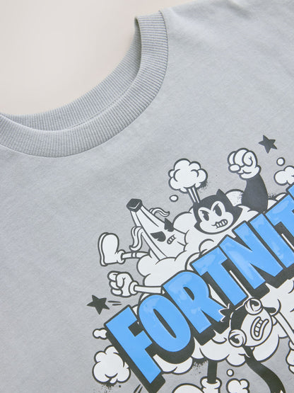 Dsiney Kidz - Grey Fortnite Print Short Sleeved T-Shirt (4-16yrs) image 4