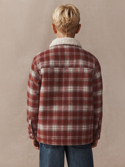 Rust Red Check Borg Lined Shacket (3-16yrs) - image 4