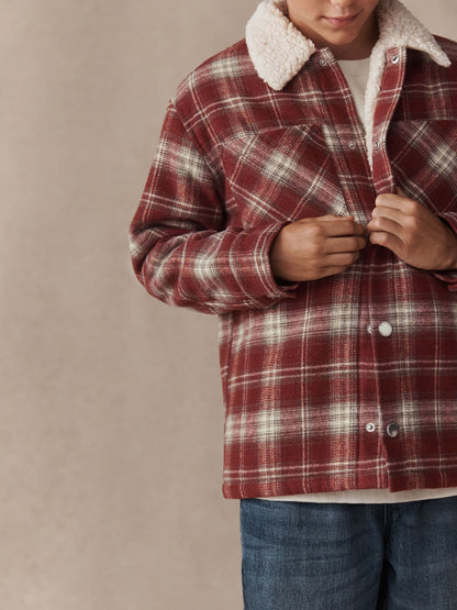 Rust Red Check Borg Lined Shacket (3-16yrs) - image 5