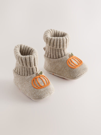 Neutral Pumpkin Baby Sock Top Boot Shoes (0-18mths) image 1